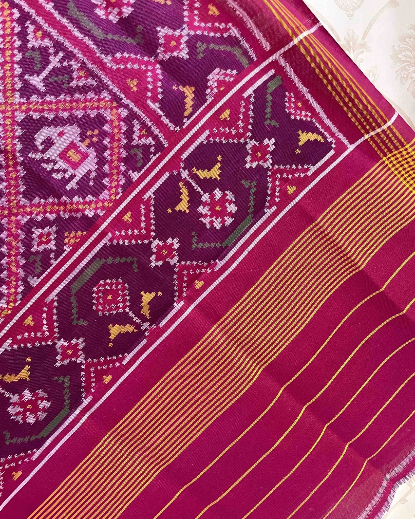 Pink Narikunj Designer Patola Dupatta - SindhoiPatolaArt