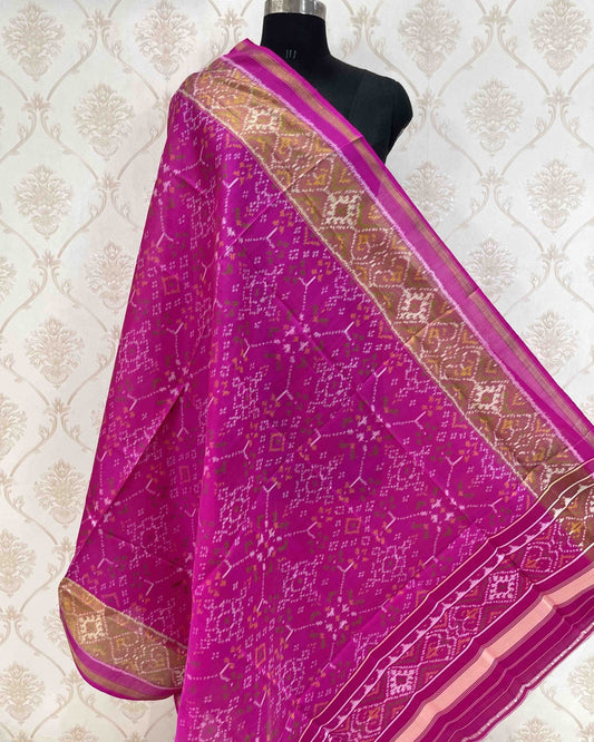 Pink Navratan Designer Patola Dupatta - SindhoiPatolaArt