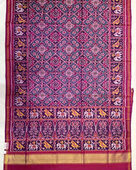 Pink & Turquoise Navratan Designer Patola Saree - SindhoiPatolaArt