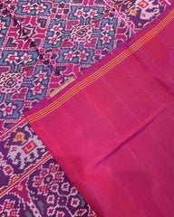 Pink & Turquoise Navratan Designer Patola Saree - SindhoiPatolaArt