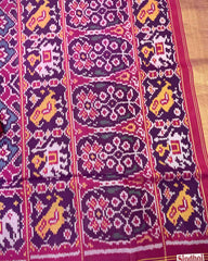 Pink & Turquoise Navratan Designer Patola Saree - SindhoiPatolaArt