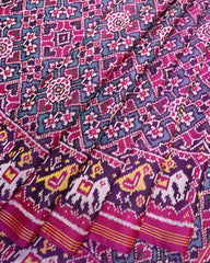 Pink & Turquoise Navratan Designer Patola Saree - SindhoiPatolaArt