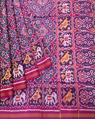 Pink & Turquoise Navratan Designer Patola Saree - SindhoiPatolaArt