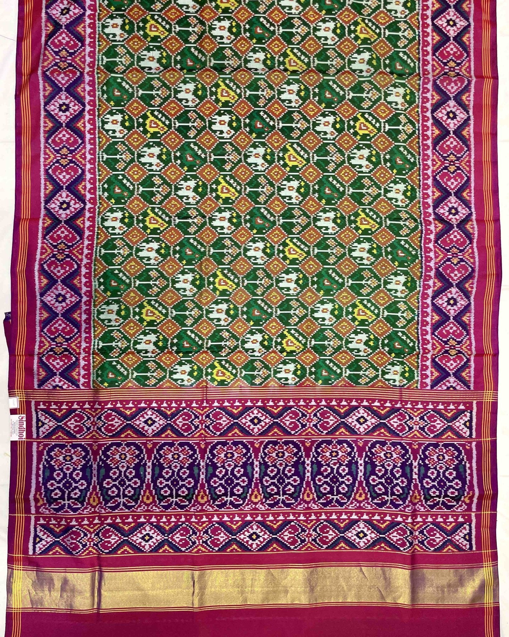 Purple & Green Narikunj Designer Patola Saree - SindhoiPatolaArt