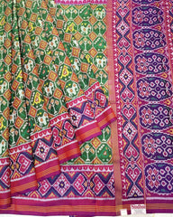 Purple & Green Narikunj Designer Patola Saree - SindhoiPatolaArt