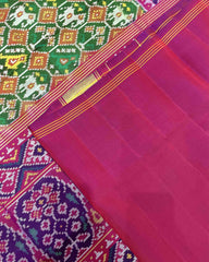 Purple & Green Narikunj Designer Patola Saree - SindhoiPatolaArt