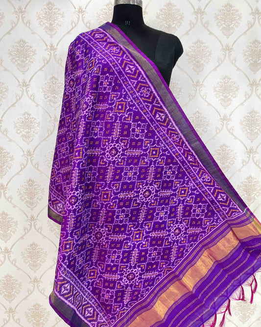 Purple Manekchowk Designer Patola Dupatta - SindhoiPatolaArt