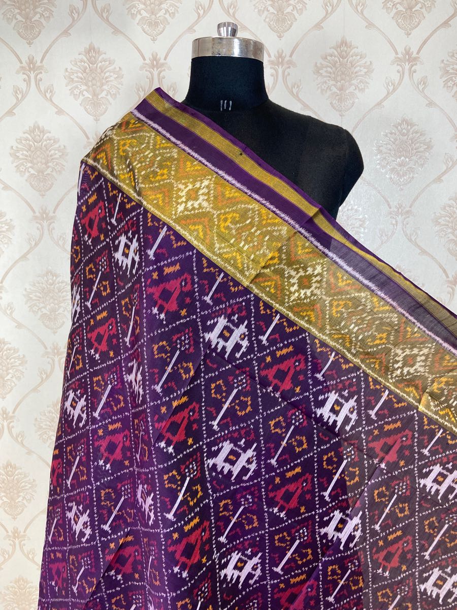 Purple narikunj design patola dupatta - SindhoiPatolaArt