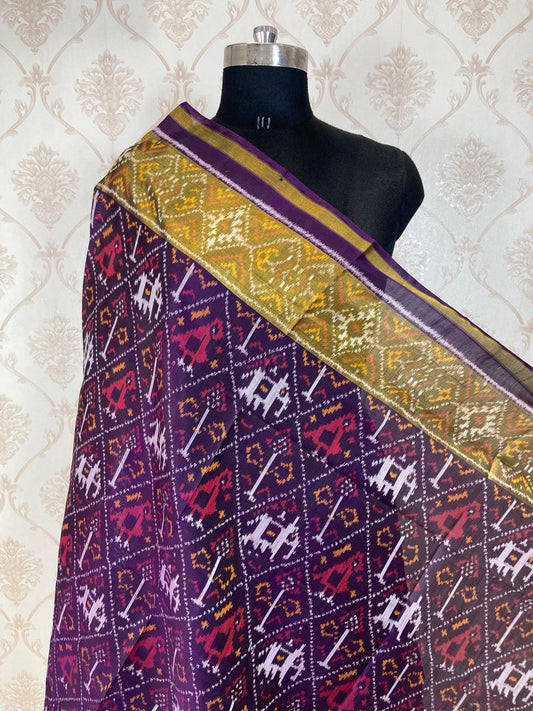 Purple narikunj design patola dupatta - SindhoiPatolaArt