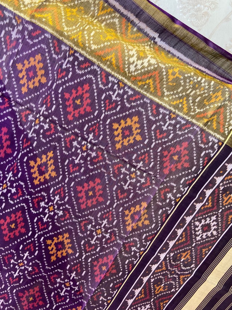 Purple panchanda design patola dupatta - SindhoiPatolaArt