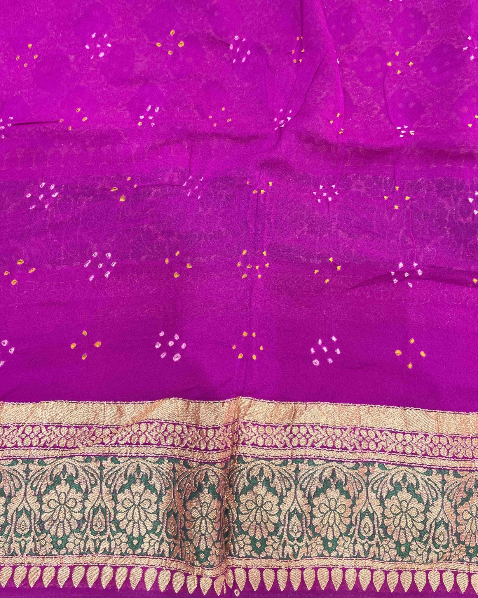 Purple & Pink Banarasi Georgette Bandhani Saree - SindhoiPatolaArt