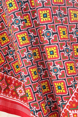 red and black panchanda design patola duaptta - SindhoiPatolaArt