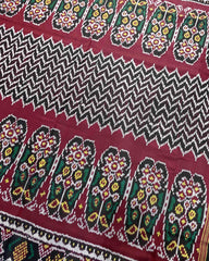 Red & Black Zigzag Designer Patola Saree - SindhoiPatolaArt