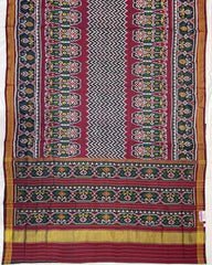 Red & Black Zigzag Designer Patola Saree - SindhoiPatolaArt