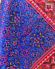 Red & Blue Navratan Patola Dupatta - SindhoiPatolaArt