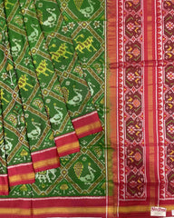 Red & Green Narikunj Designer Patola Saree - SindhoiPatolaArt