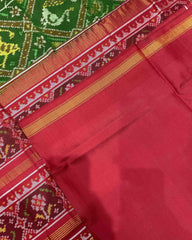 Red & Green Narikunj Designer Patola Saree - SindhoiPatolaArt
