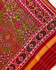 Red & Green Navratan Patola Dupatta - SindhoiPatolaArt
