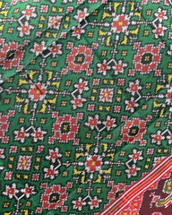 Red & Green Navratan With Elephant Pallu Designer Patola Dupatta - SindhoiPatolaArt