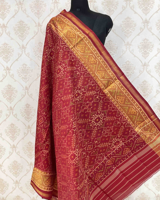 Red Manekchowk Designer Patola Dupatta - SindhoiPatolaArt