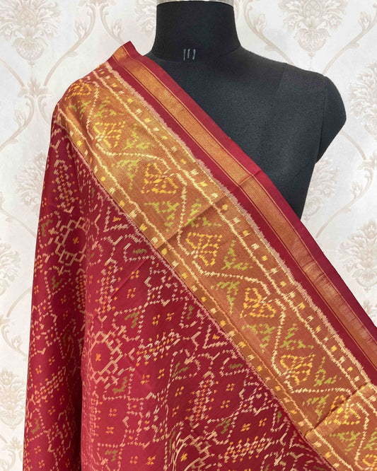 Red Manekchowk Designer Patola Dupatta - SindhoiPatolaArt
