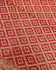 Red Mysore Georgette Bandhani Saree - SindhoiPatolaArt