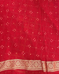 Red & Orange Banarasi Georgette Bandhani Saree - SindhoiPatolaArt