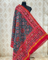 Red & Turkish Patola Dupatta - SindhoiPatolaArt