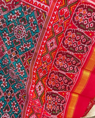 Red & Turkish Patola Dupatta - SindhoiPatolaArt