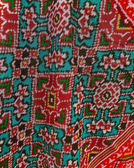 Red & Turkish Patola Dupatta - SindhoiPatolaArt