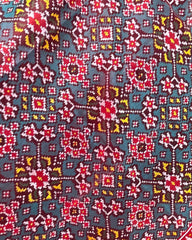 Red & Turquoise Navratan Patola Dupatta - SindhoiPatolaArt