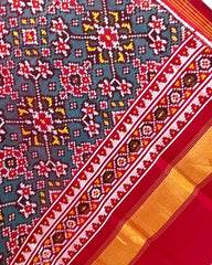 Red & Turquoise Navratan Patola Dupatta - SindhoiPatolaArt