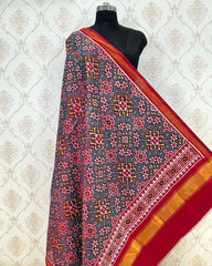Red & Turquoise Navratan Patola Dupatta - SindhoiPatolaArt