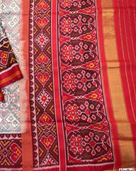 Red & White Manekchowk Patola Saree - SindhoiPatolaArt