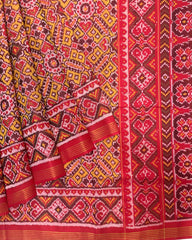 Red & Yellow Manekchowk Designer Patola Saree - SindhoiPatolaArt