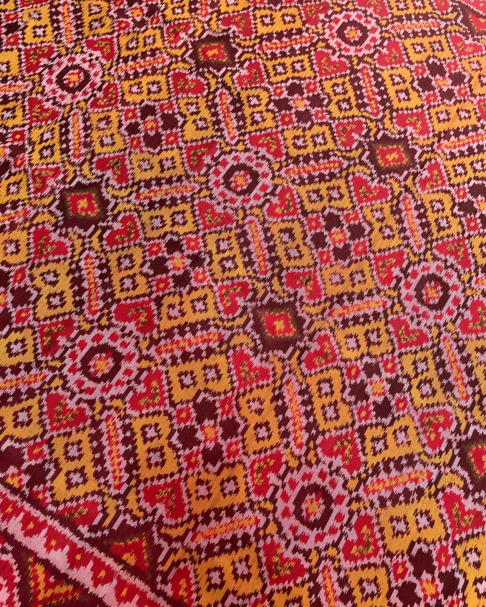 Red & Yellow Manekchowk Designer Patola Saree - SindhoiPatolaArt
