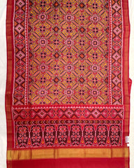Red & Yellow Manekchowk Designer Patola Saree - SindhoiPatolaArt