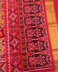 Red & Yellow Manekchowk Designer Patola Saree - SindhoiPatolaArt