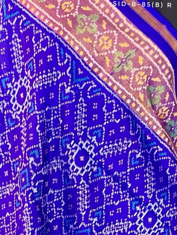 Traditional Manekchowk design in Blue colour - SindhoiPatolaArt