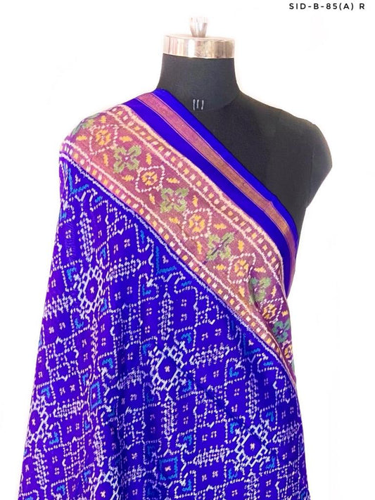 Traditional Manekchowk design in Blue colour - SindhoiPatolaArt