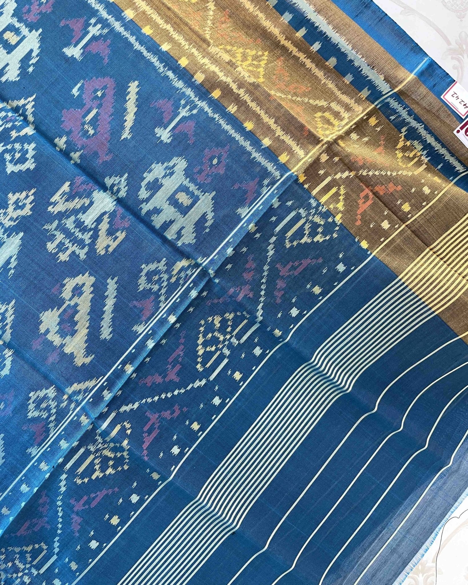 Turquoise Blue Narikunj Designer Patola Dupatta - SindhoiPatolaArt