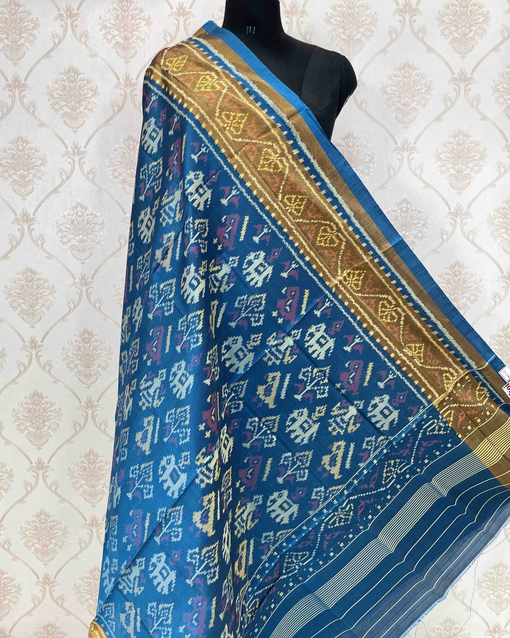 Turquoise Blue Narikunj Designer Patola Dupatta - SindhoiPatolaArt