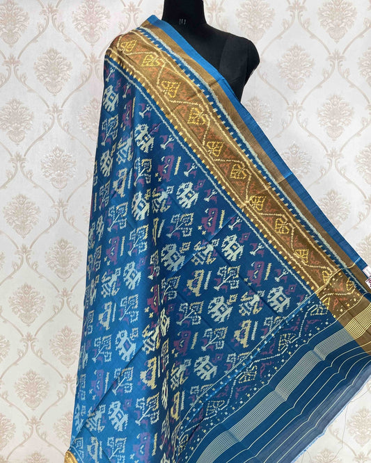 Turquoise Blue Narikunj Designer Patola Dupatta - SindhoiPatolaArt