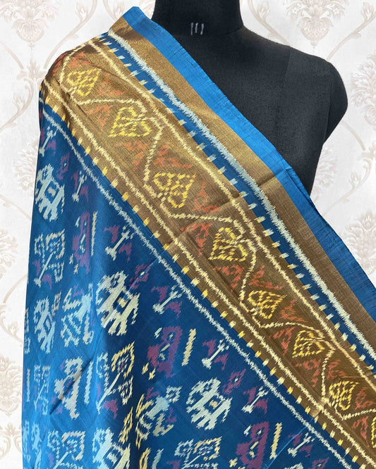 Turquoise Blue Narikunj Designer Patola Dupatta - SindhoiPatolaArt