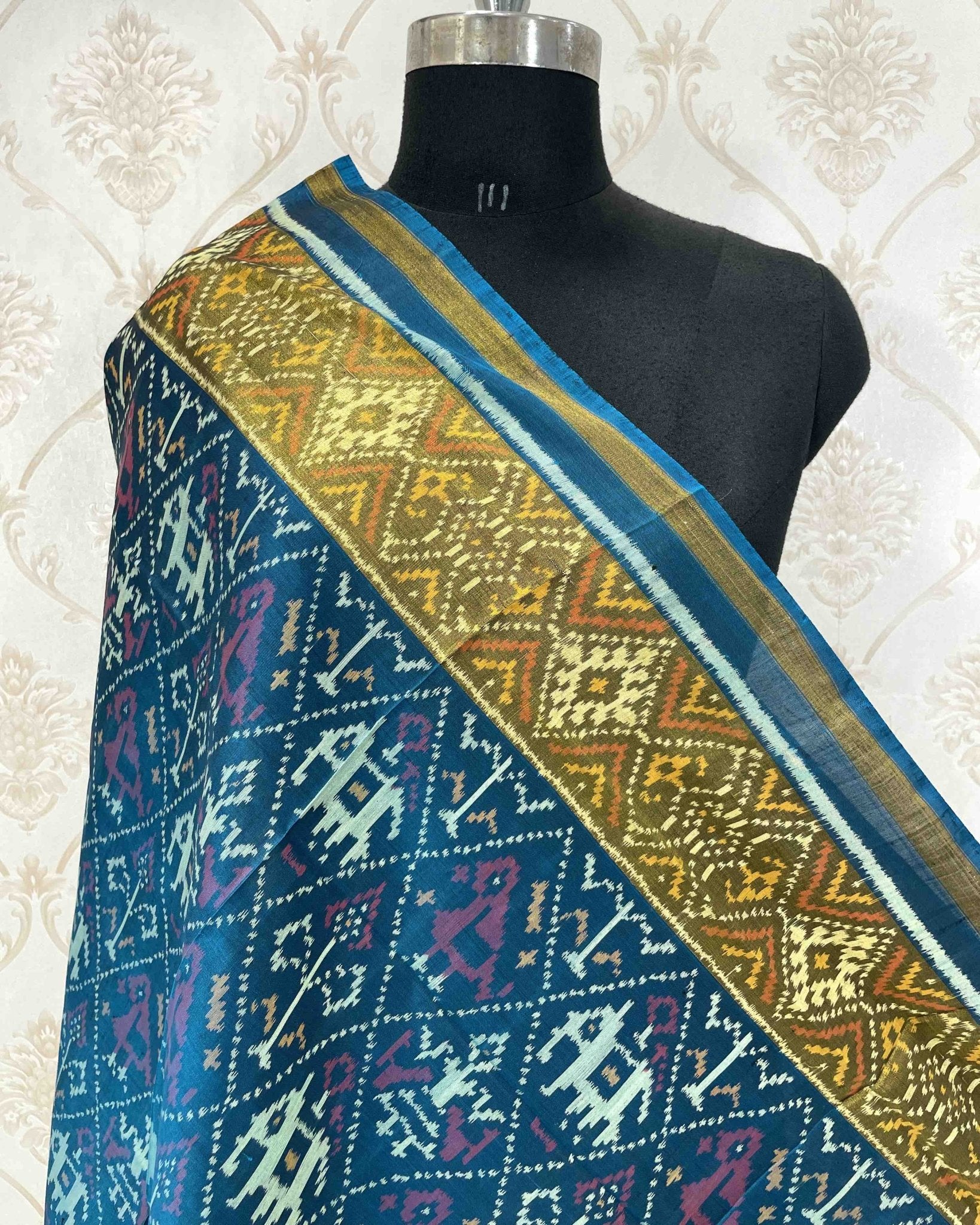 Turquoise Narikunj Designer Patola Dupatta - SindhoiPatolaArt