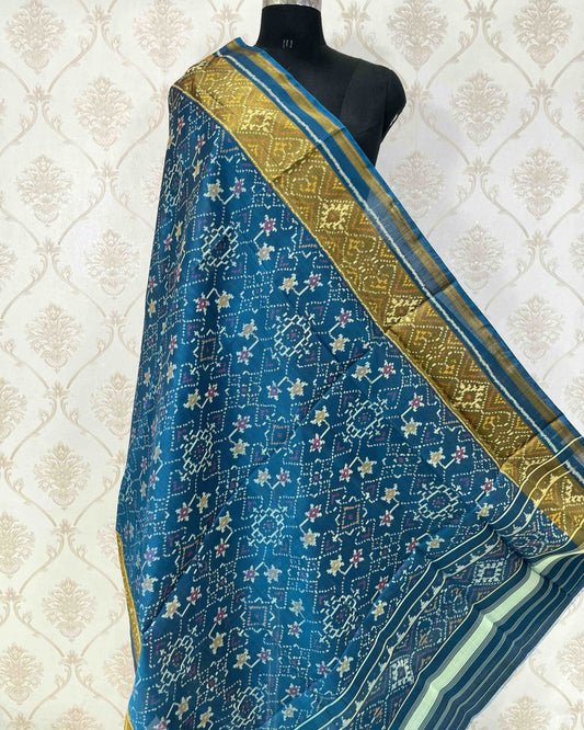 Turquoise Navratan Designer Patola Dupatta - SindhoiPatolaArt