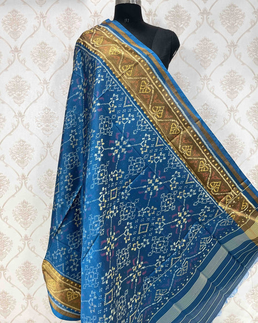 Turquoise Navratan Designer Patola Dupatta - SindhoiPatolaArt