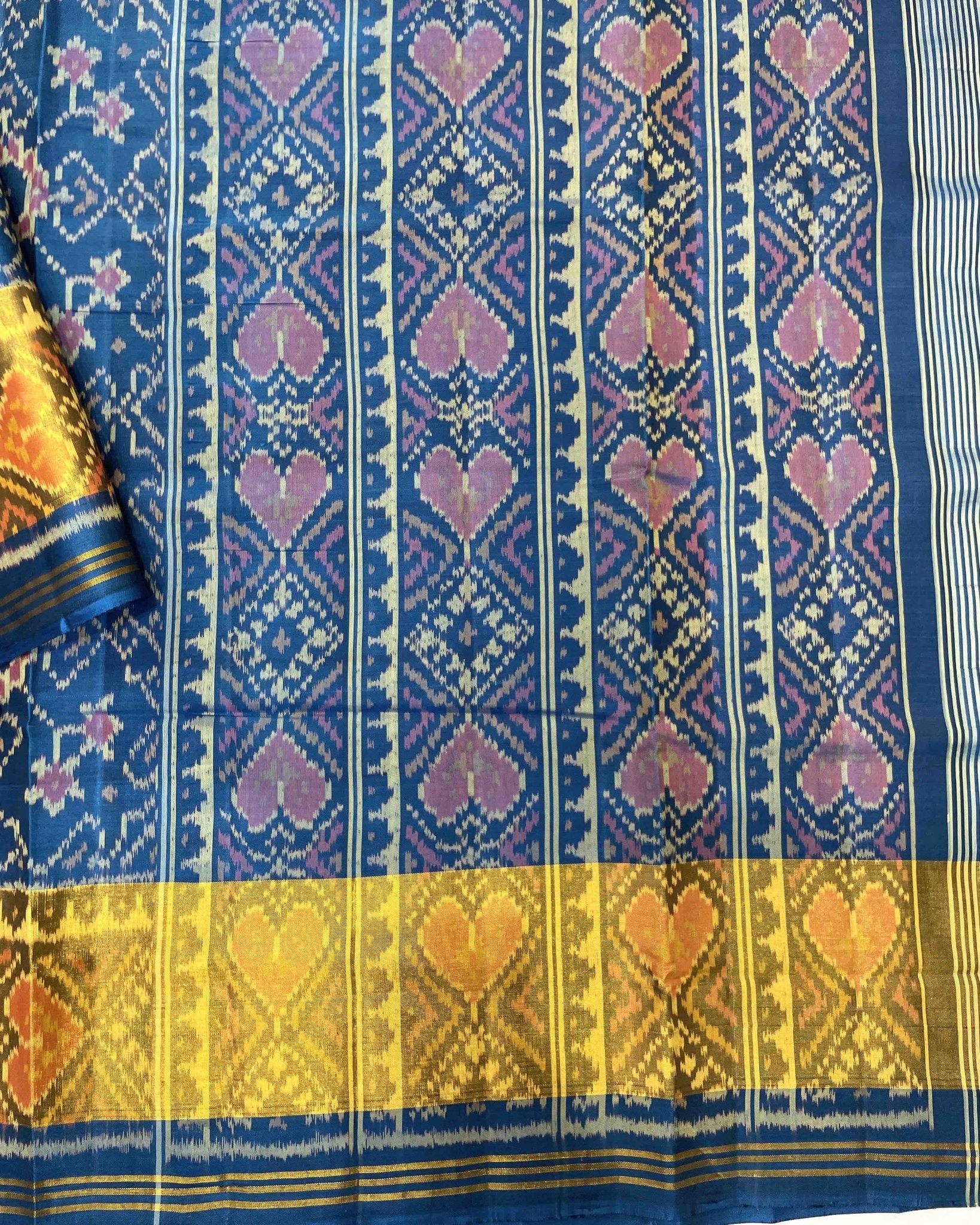 Turquoise Navratan Designer Patola Saree - SindhoiPatolaArt
