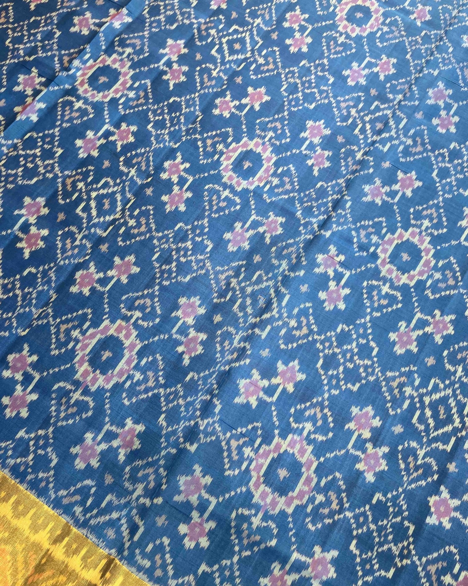Turquoise Navratan Designer Patola Saree - SindhoiPatolaArt