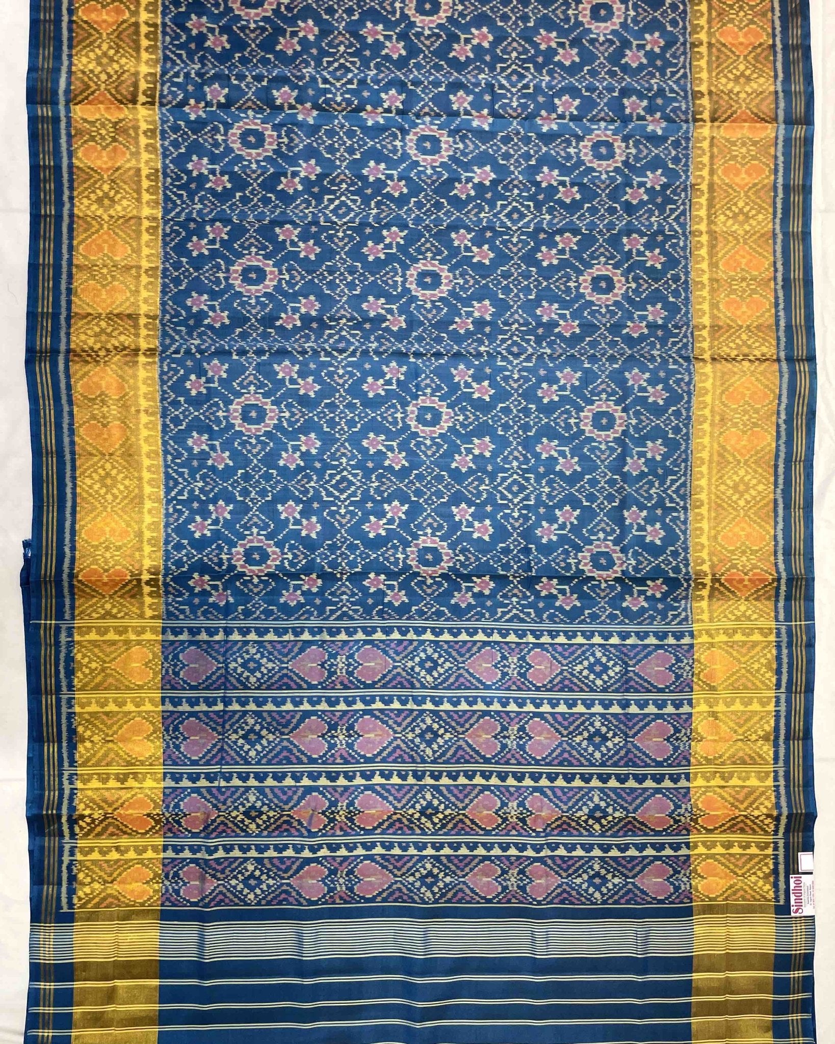 Turquoise Navratan Designer Patola Saree - SindhoiPatolaArt
